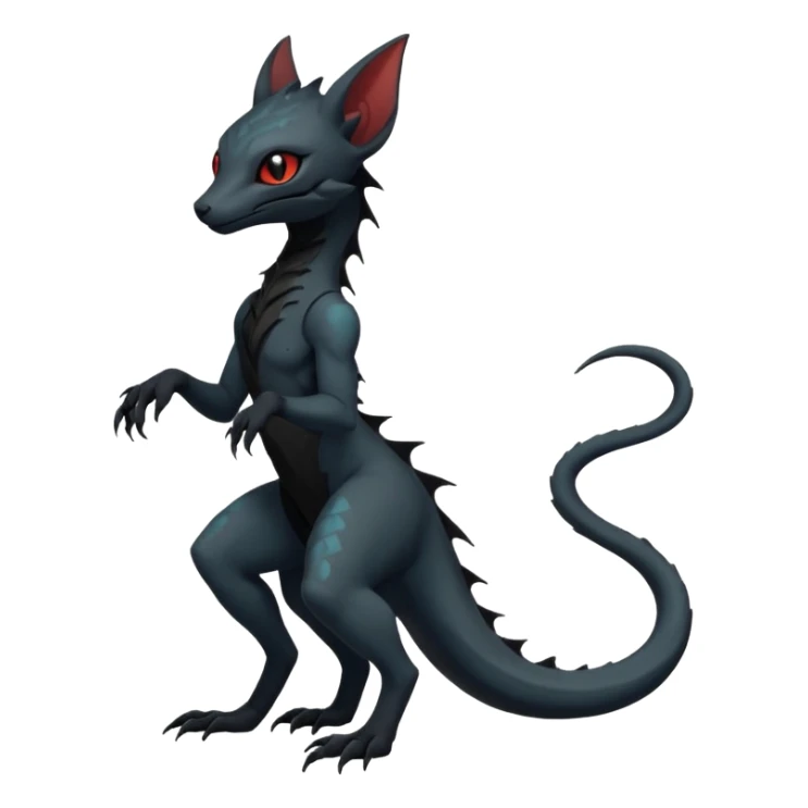Futuristic Black Dark Abyssal Ethereal Modern Amaura-Salandit-Bayleaf-Abyss-Lykoi-Fakémon-creature-hybrid Full Body sticker