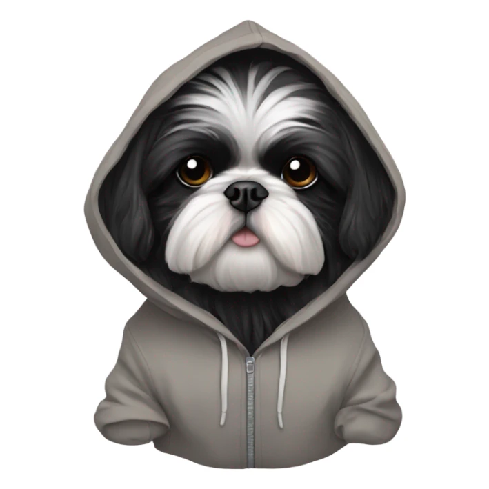 Black shih tzu in hoodie sticker