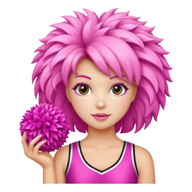 football cheerleader, hold a big cheering pom, pink and twinkle sticker