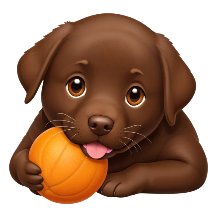 Chocolate lab with orange ball in mouth sticker