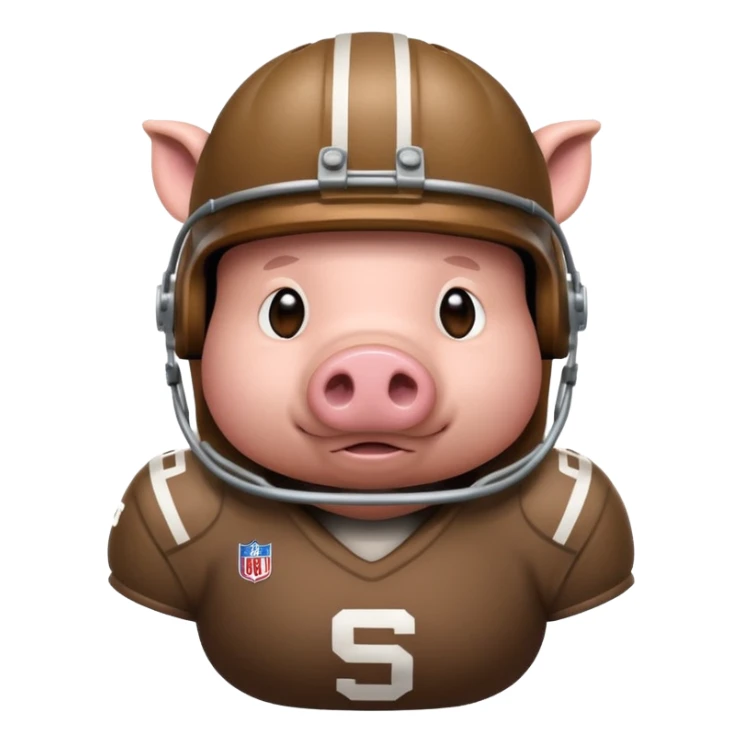 american football player pig with sticker