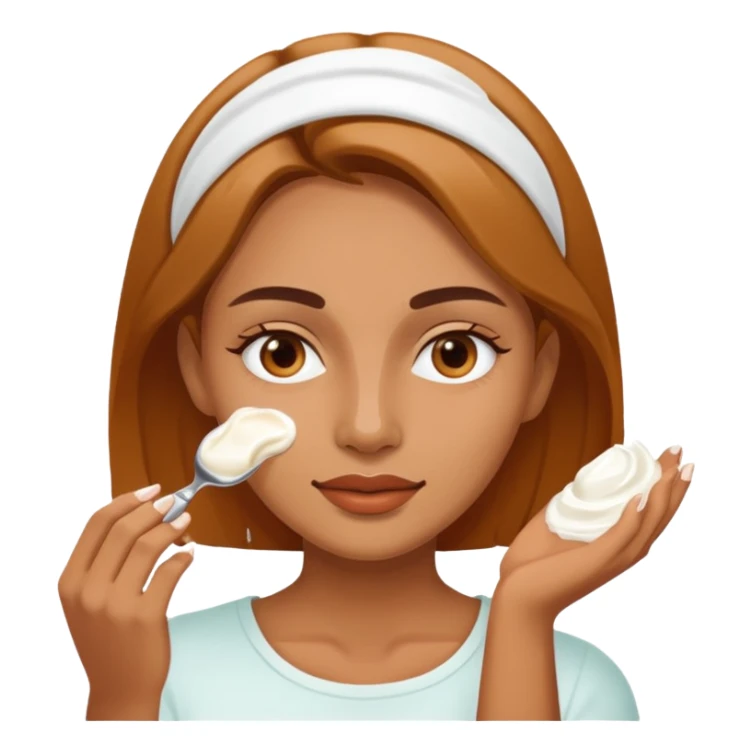 woman putting a white cream on her face sticker
