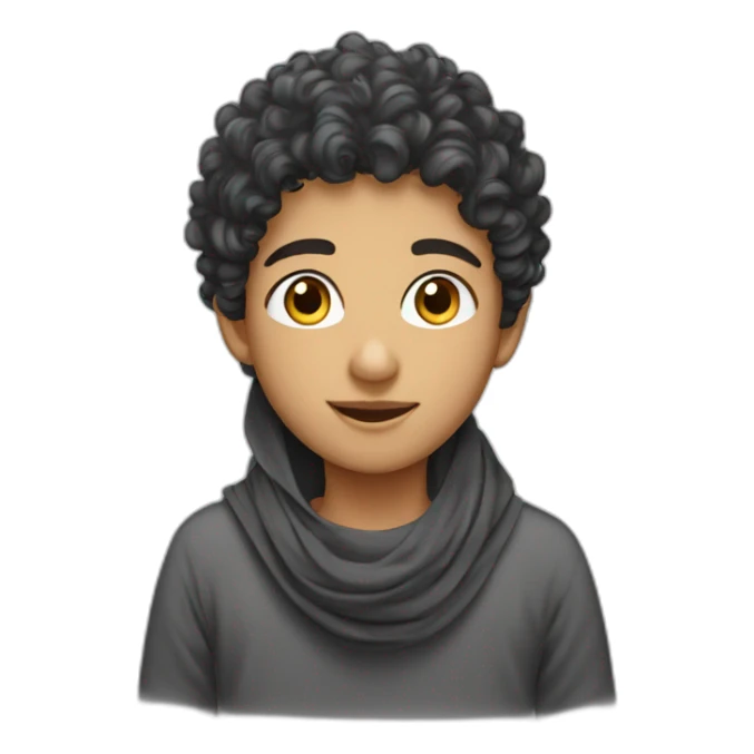 curly arabic boy in loce with hijabi sticker