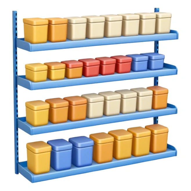3D warehouse shelf with creams sticker