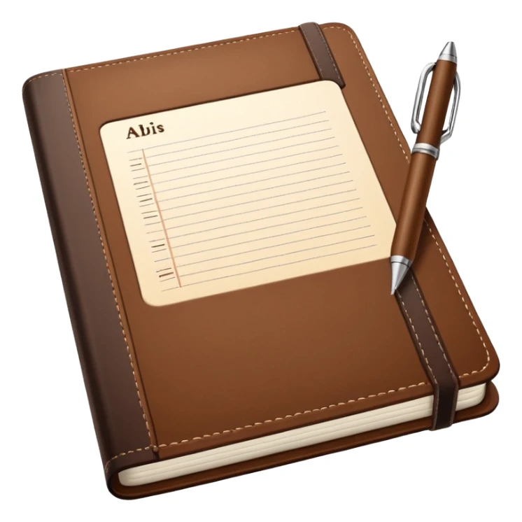 daily planner agenda leather with open page and pen sticker