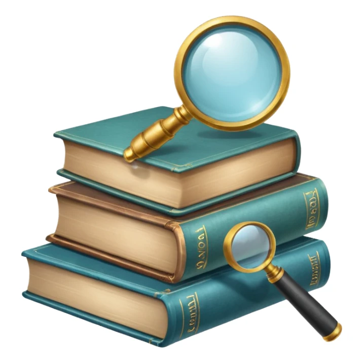 stack of pathology books with a magnifying glass sticker