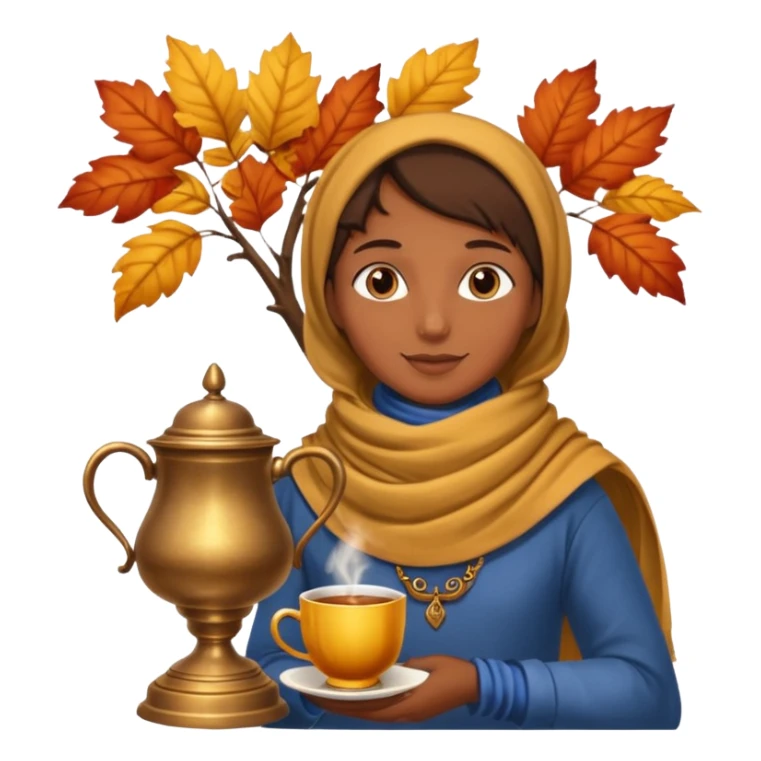 Brown The samovar and autumn and a cup sticker