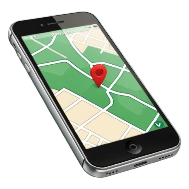 dark green geotag pointing to map on dark green iphone display sticker