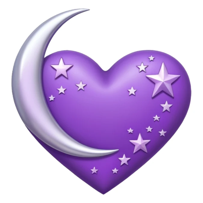 purple heart with a moon and stars sticker