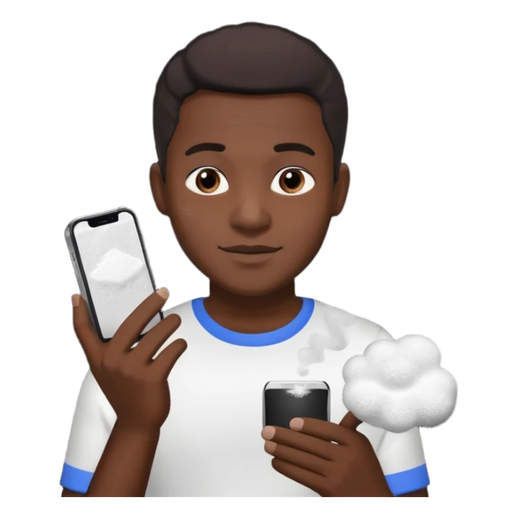 black man holding a phone with three lines of coke on it horizontally  sticker