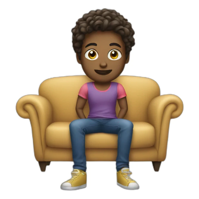 Want emoji in rida sitting on sofa sticker