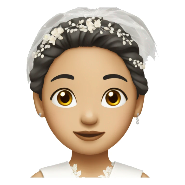Asian bride, light skin with white wedding dress sticker