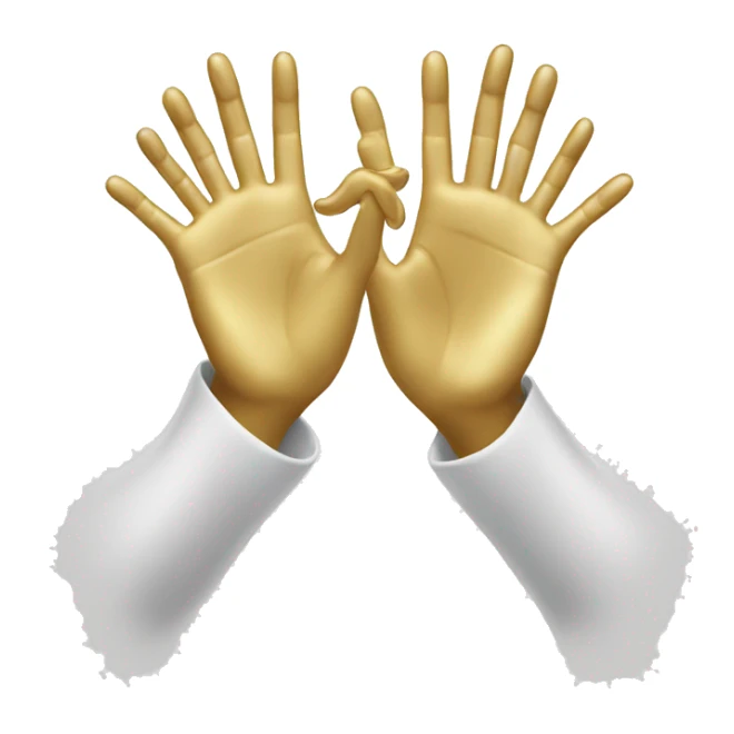 white hand and gold hand giving hands sticker