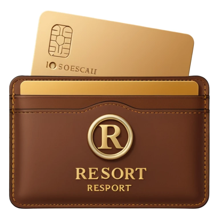 Resort Keycard & Holder: A sleek magnetic keycard paired with a leather card holder embossed with the resort logo.
 sticker