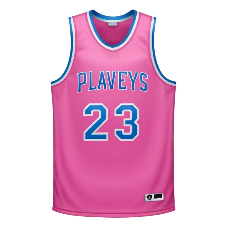 pink basketball jersey with the text PLAVLEYS 23 and a logo sticker