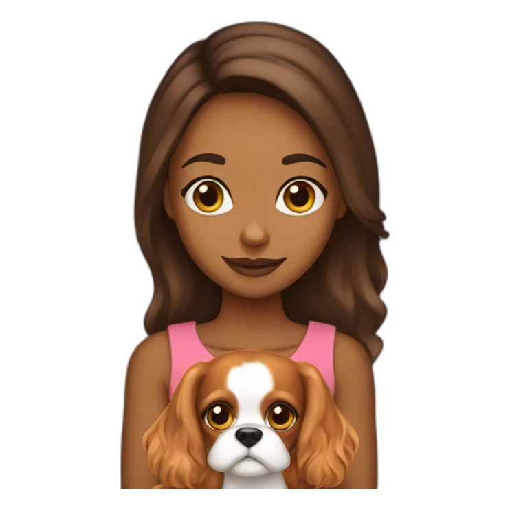 girl holding a cavalier king charles spaniel  sticker