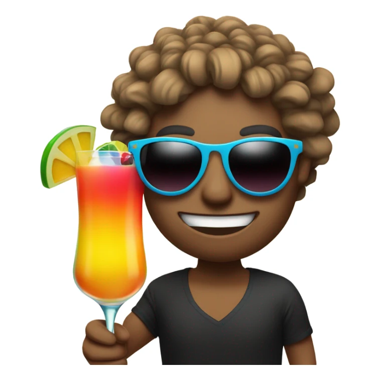 the sun in black glasses holds a cocktail in his hand sticker
