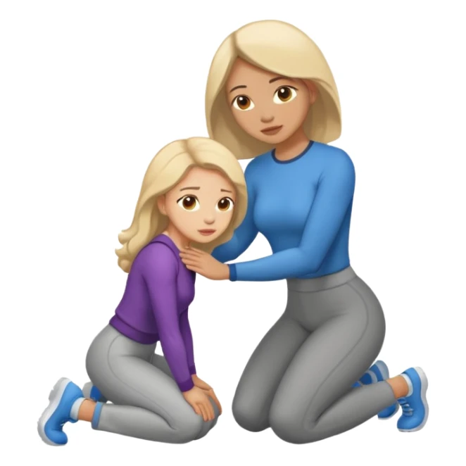 A woman on her knees for another woman sticker