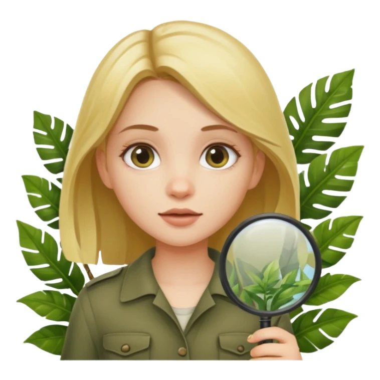 a girl with jungle and magnifying glass sticker