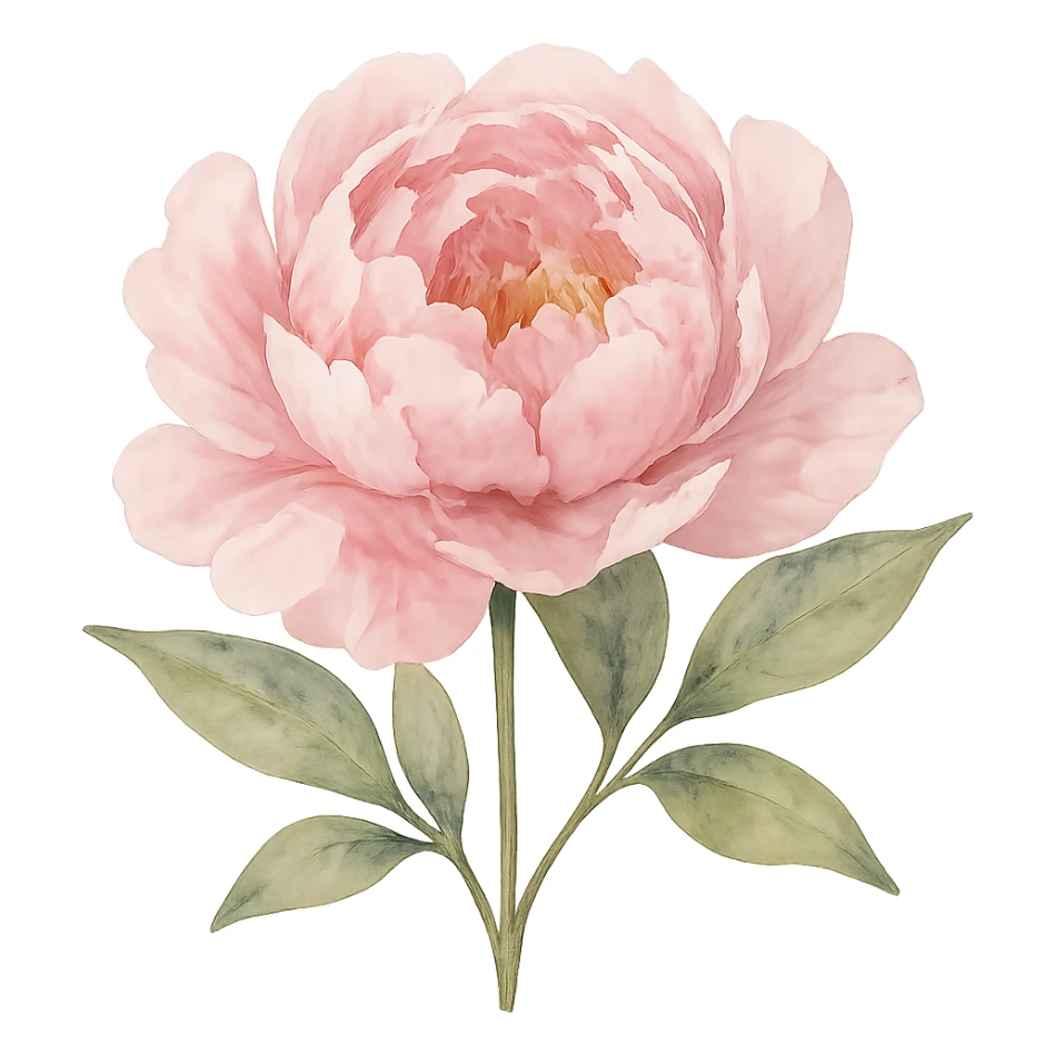realistic watercolor style peony flower sticker