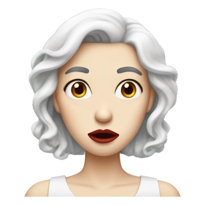 person with white skin and red lips that is shocked  sticker