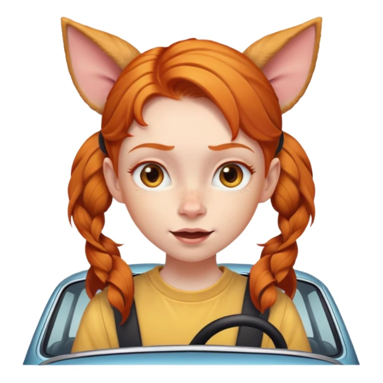 Ginger girl with car ears who is definitely up to no good  sticker