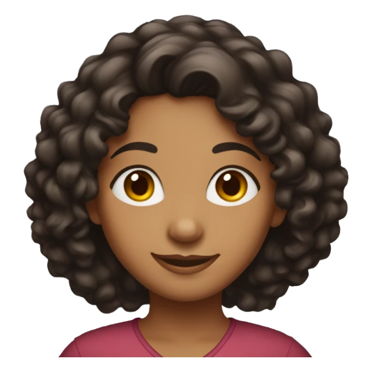indian girl with dark brown curly hair standing and smiling sticker