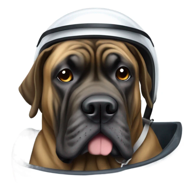 Brindle English Mastiff driving a racecar sticker