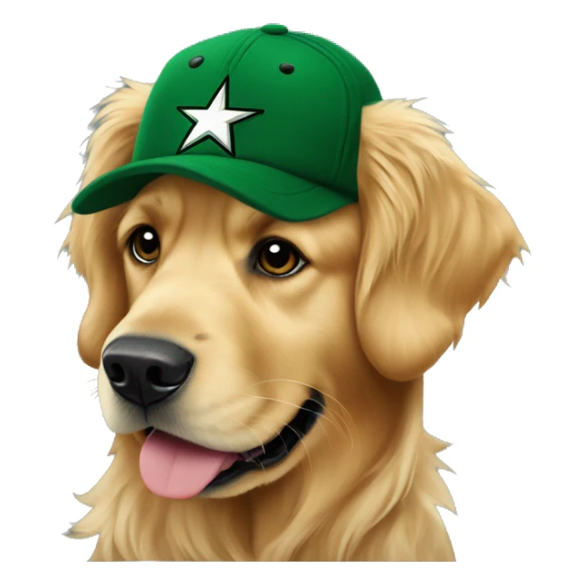 Golden retriever with dallas stars beanie sticker