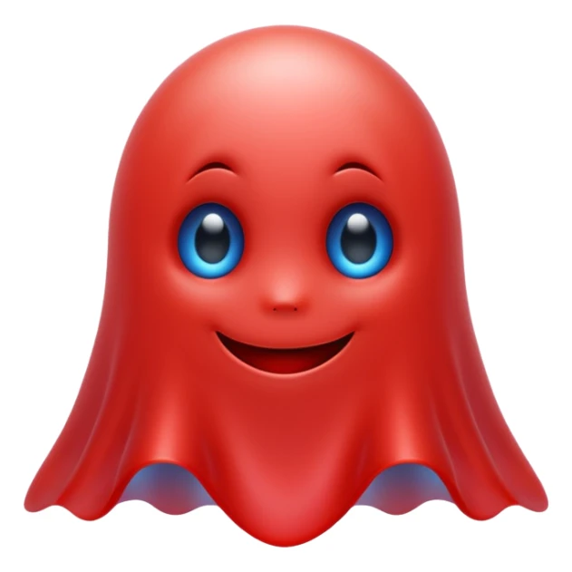Cute red ghost character with blue eyes sticker