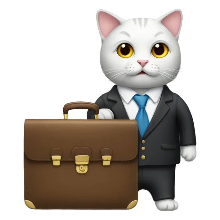 cat with a suit and a briefcase sticker