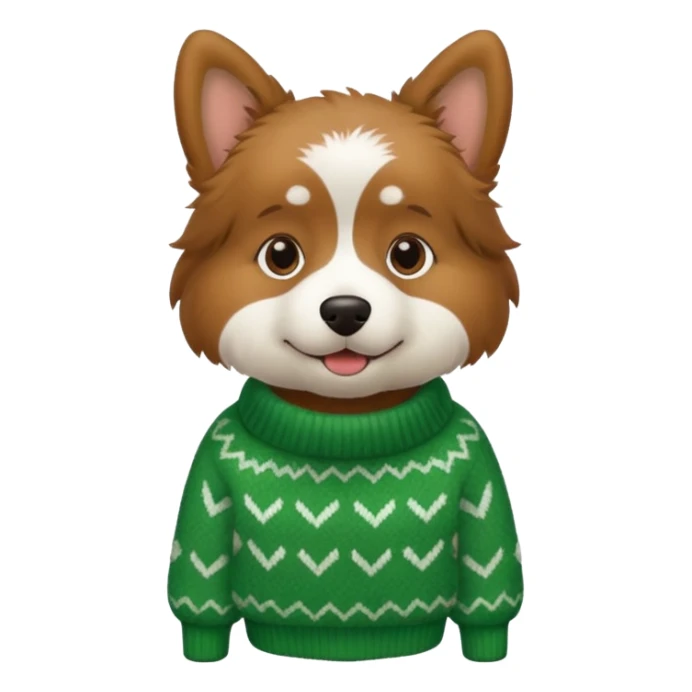 dog wear a green sweater sticker