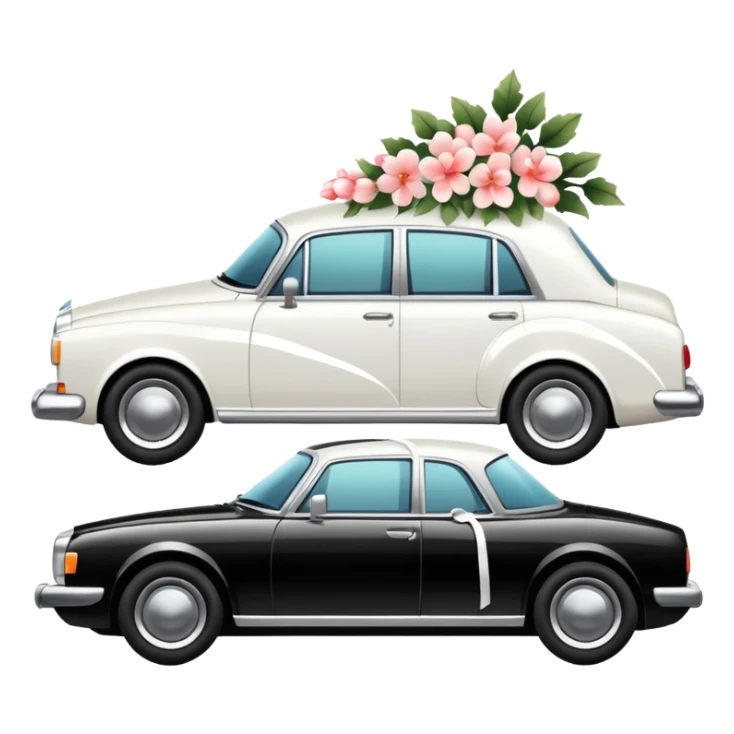 Luxury car with wedding decorations, in profile sticker
