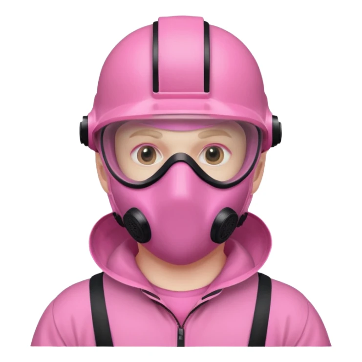 man in pink protection clothes with full-faced pink mask covered whole face sticker