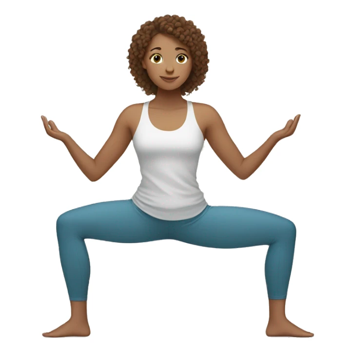 white girl with curly brown hair doing yoga sticker