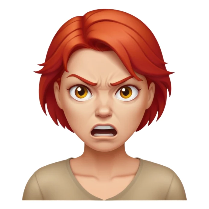 angry white woman red hair sticker