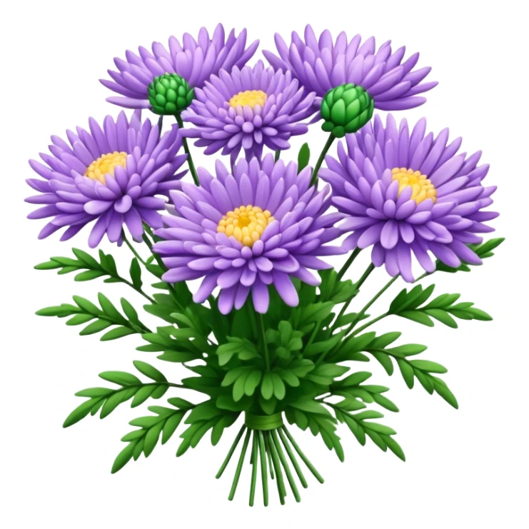bouquet Lavender Chrysanthemum, luxuriant, leaf, bud sticker