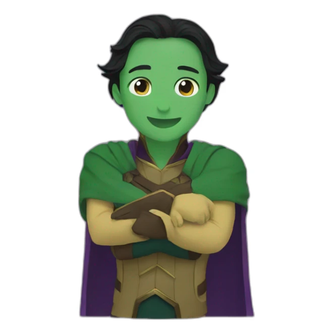 Loki and kang giving hug sticker