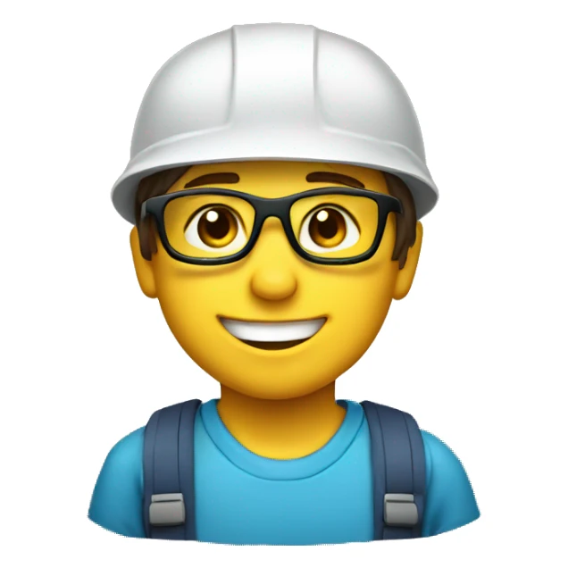 smiling boy with safety helmet and glases sticker
