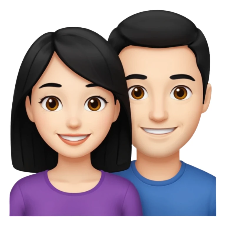 parents, one male one female, black hair sticker