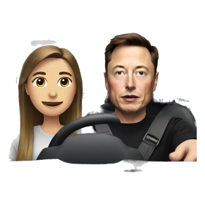Elon musk driving a girl sticker