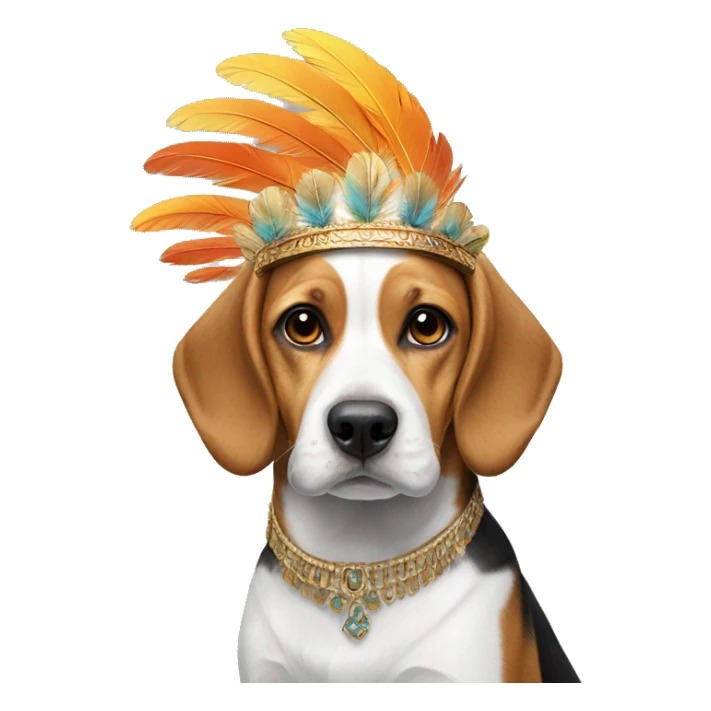 Beagle with feathered headdress  sticker
