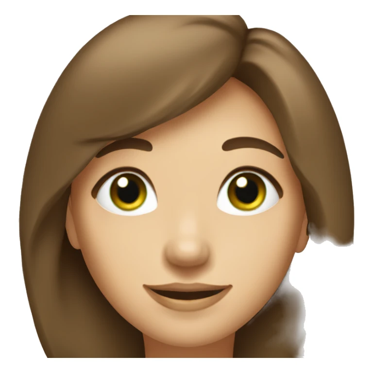 Lady with green eyes and brown hair with bangs smiling  sticker