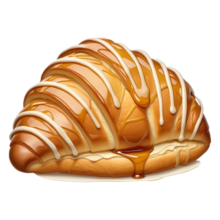 Almond croissant with a caramel syrup on it sticker