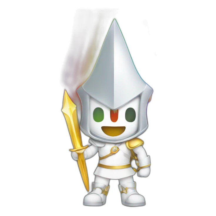 guy in white shirt with excalibur on rainbow sticker