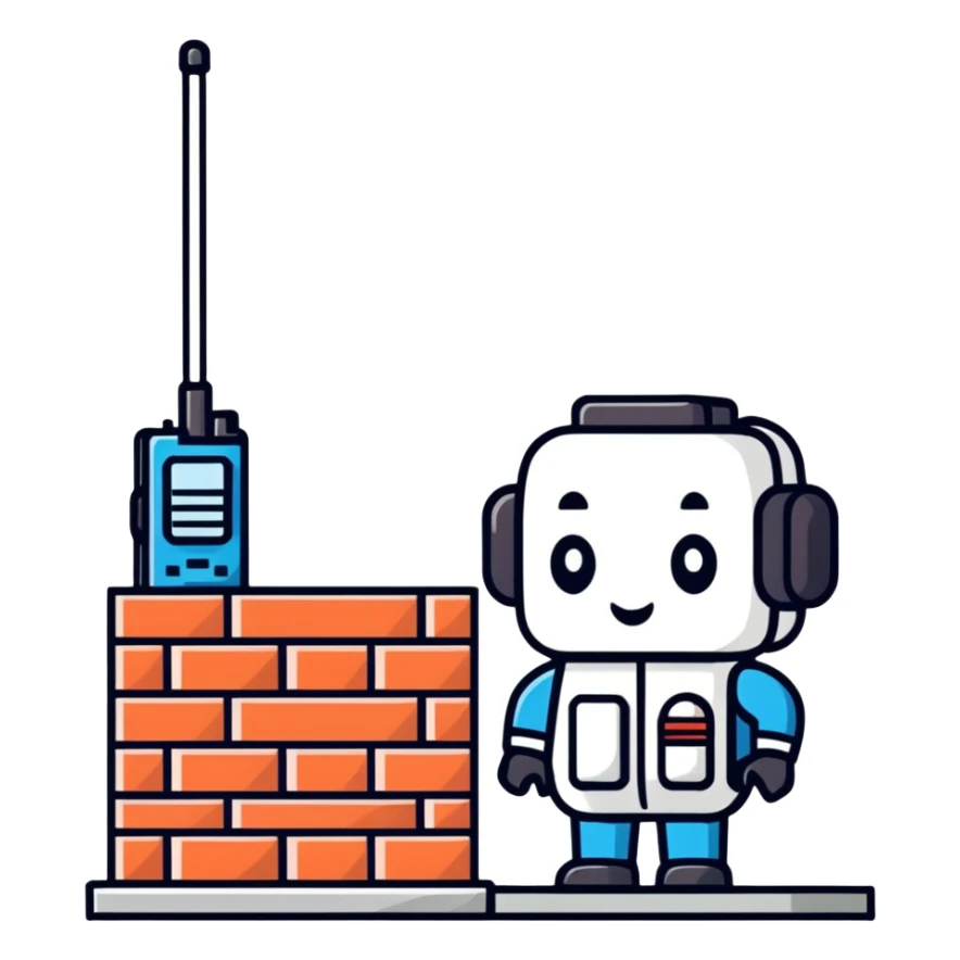 The brick is saying something into the walkie-talkie sticker