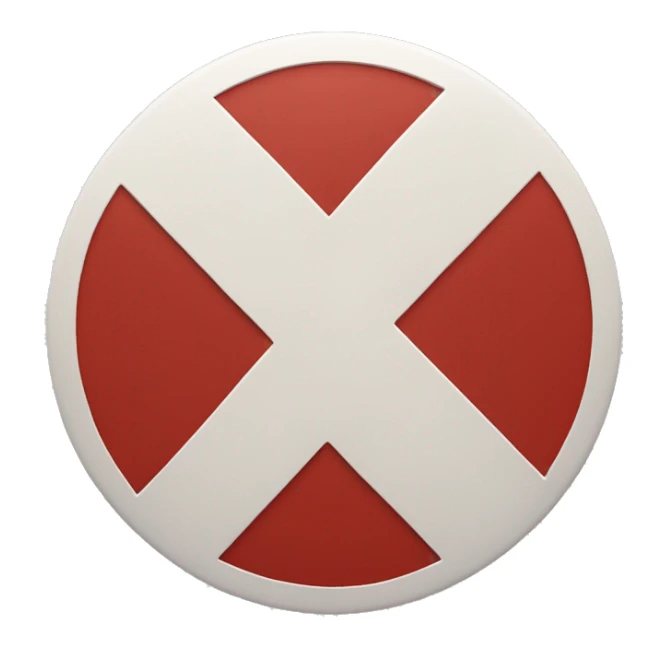 red and white circle with red triple tau cross inside sticker