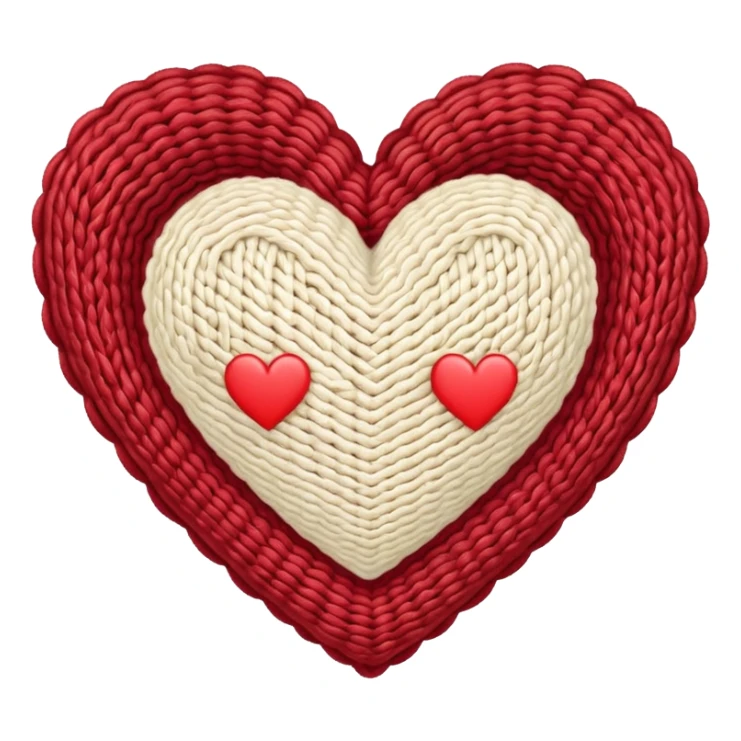Vintage pattern, neutral color, Knitted textured heart  sticker