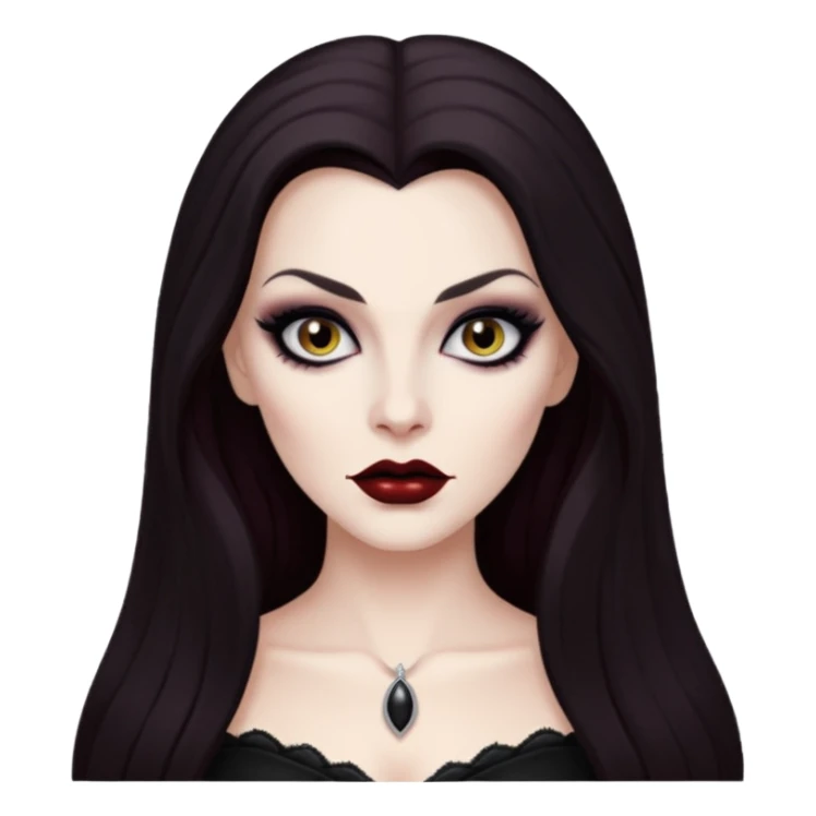 Vampira with long dark brown hair sticker