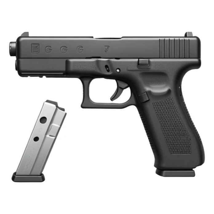 Glock 17 with an extended magazine and a clear legible engraving "N Block 17" sticker